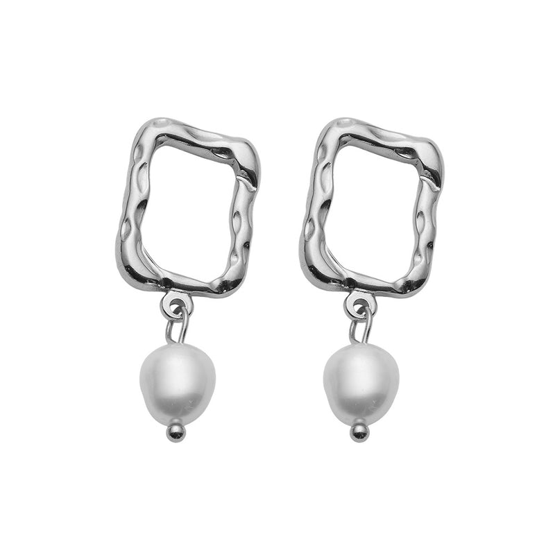 Tide pearl square earrings