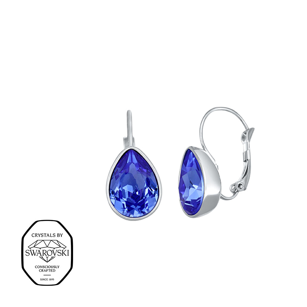 Elegante Ohrhänger mit Swarovski® Kristallen in Tropfenform – funkelnde Ohrringe in Saphirblau.