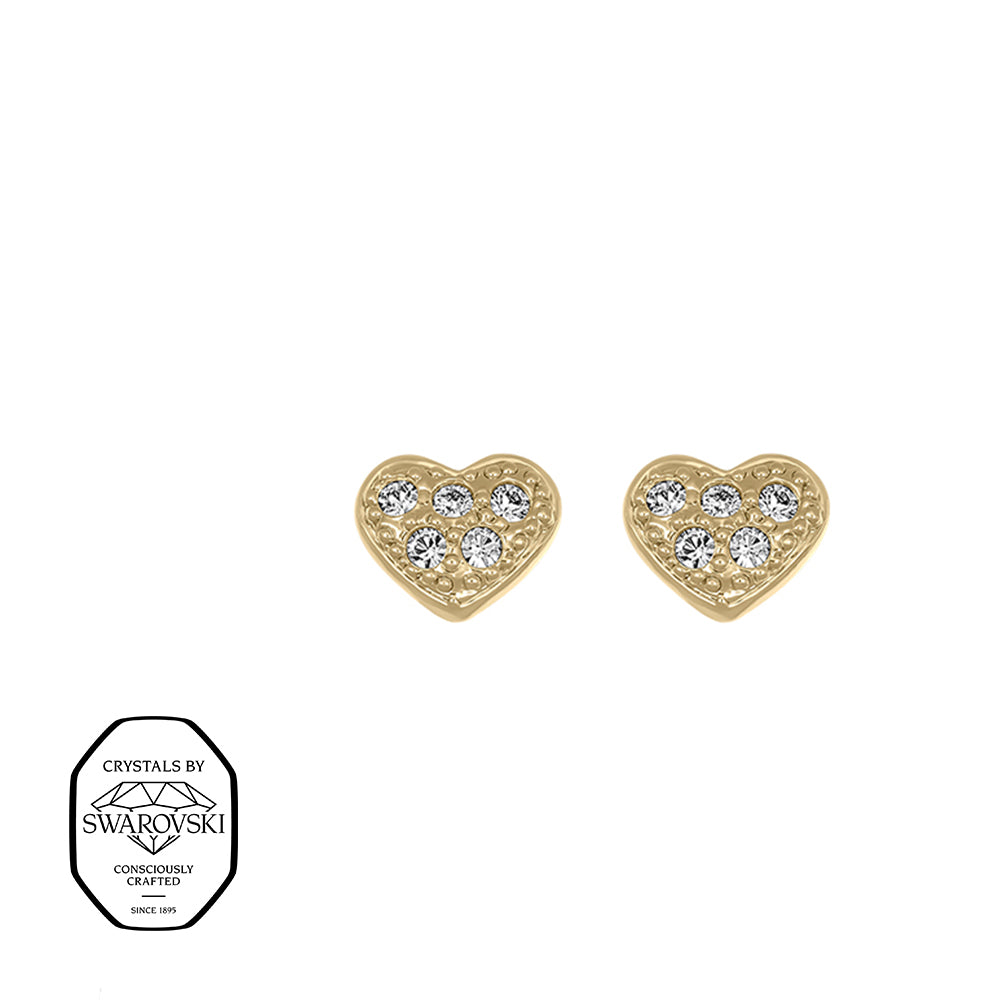 Zarte Herz-Ohrringe in Gold mit Swarovski® Kristallen – elegante Ohrstecker von Crystalp für Damen