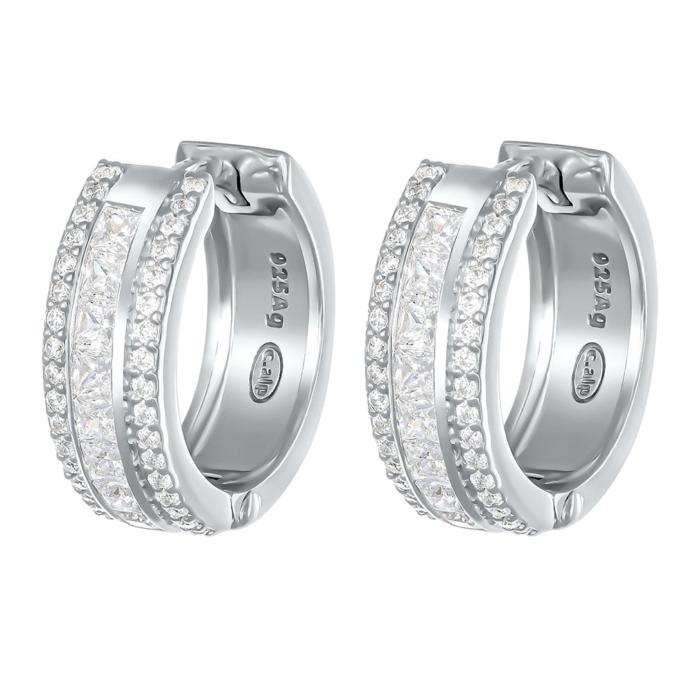 Creolen silberfarben Sterling mit funkelnden Kristallen – eleganter Modeschmuck