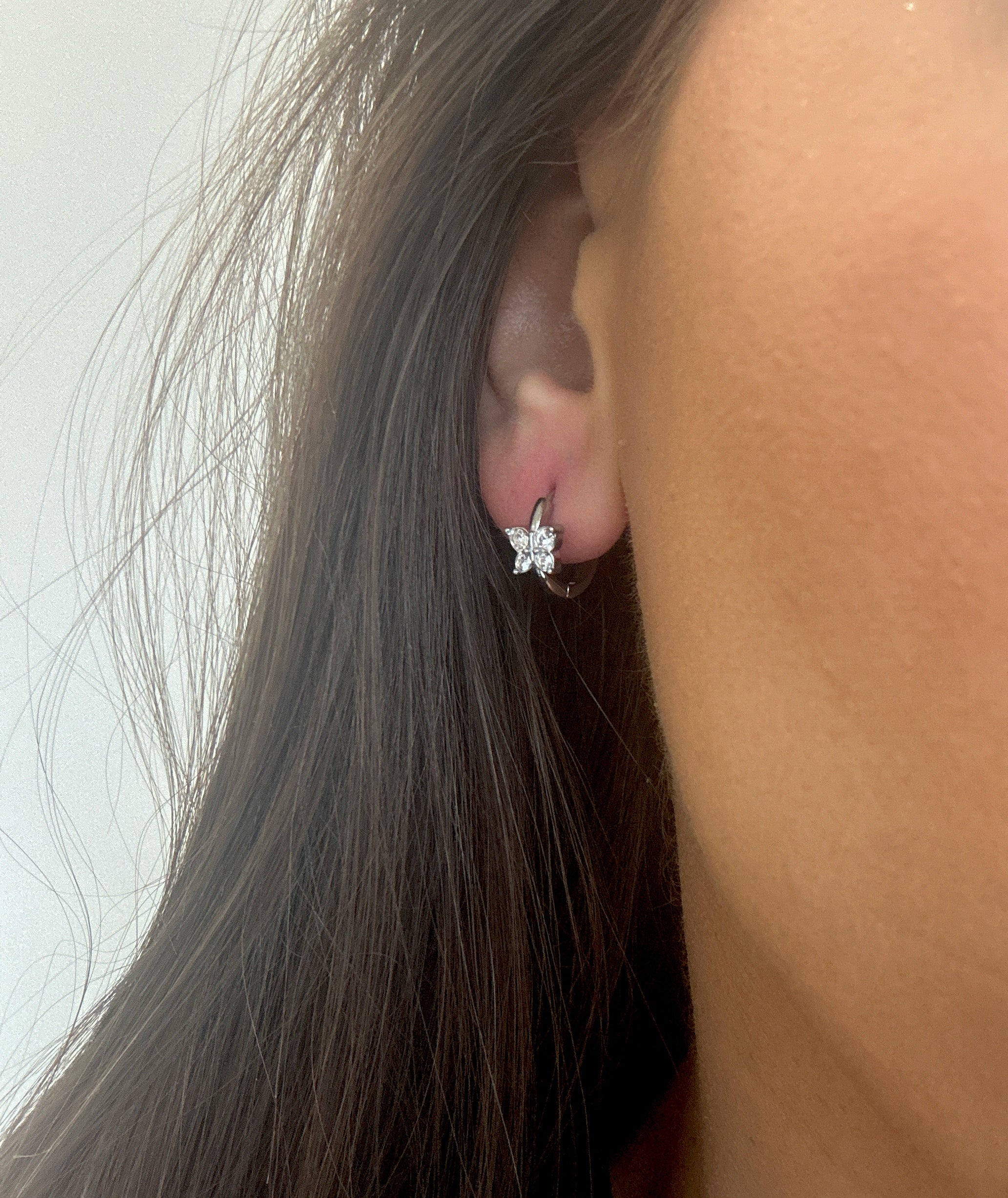 Butterfly hoop earrings