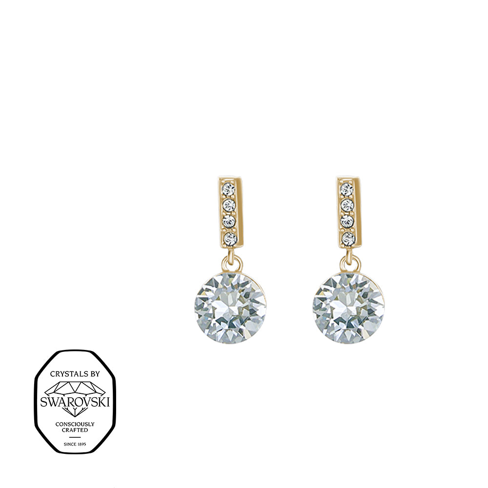 Vergoldete Ohrhänger mit Swarovski® Kristallen – funkelnde Kristallohrringe mit klaren Steinen.