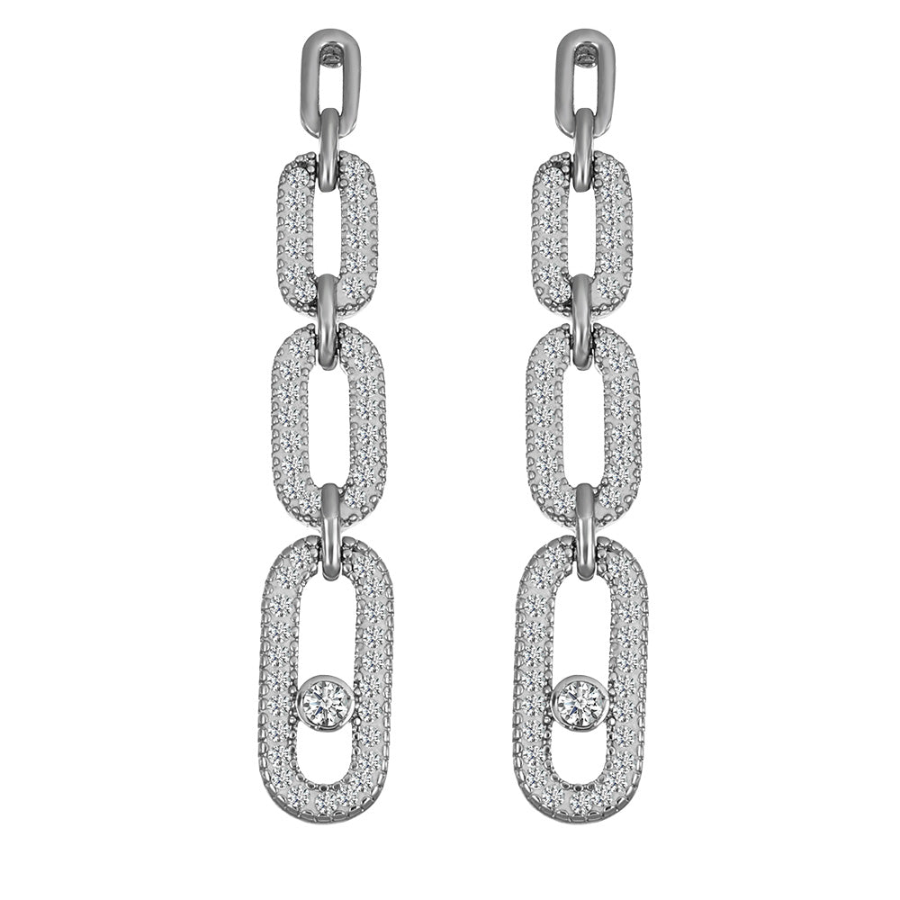 Lange Ohrhänger im Kettenglieder-Design aus Edelstahl, mit Swarovski® Kristallen verziert.