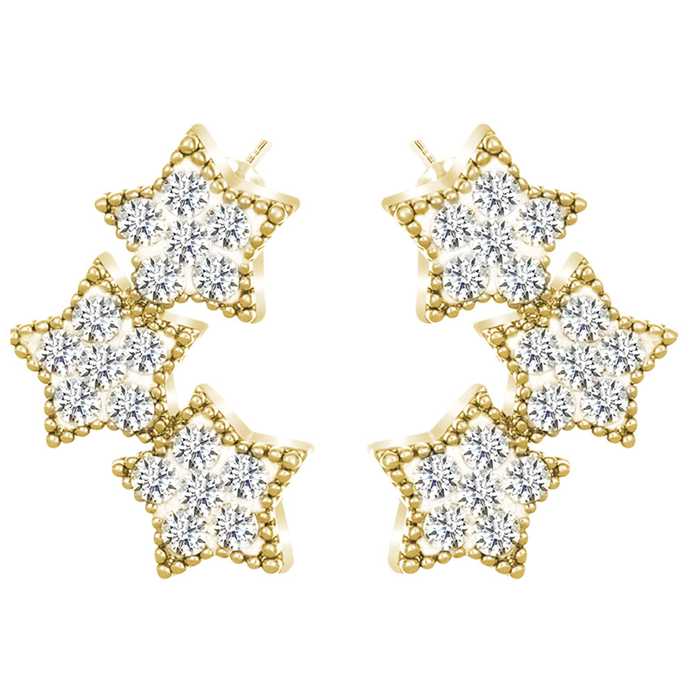 Goldfarbene Ohrstecker in Sternform, mit Swarovski® Kristallen verziert, verspieltes Design.
