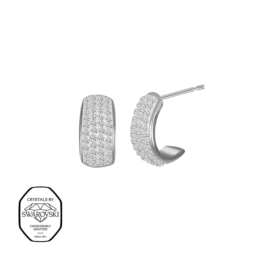 Halbcreolen aus Edelstahl, dicht mit Swarovski® Kristallen verziert.