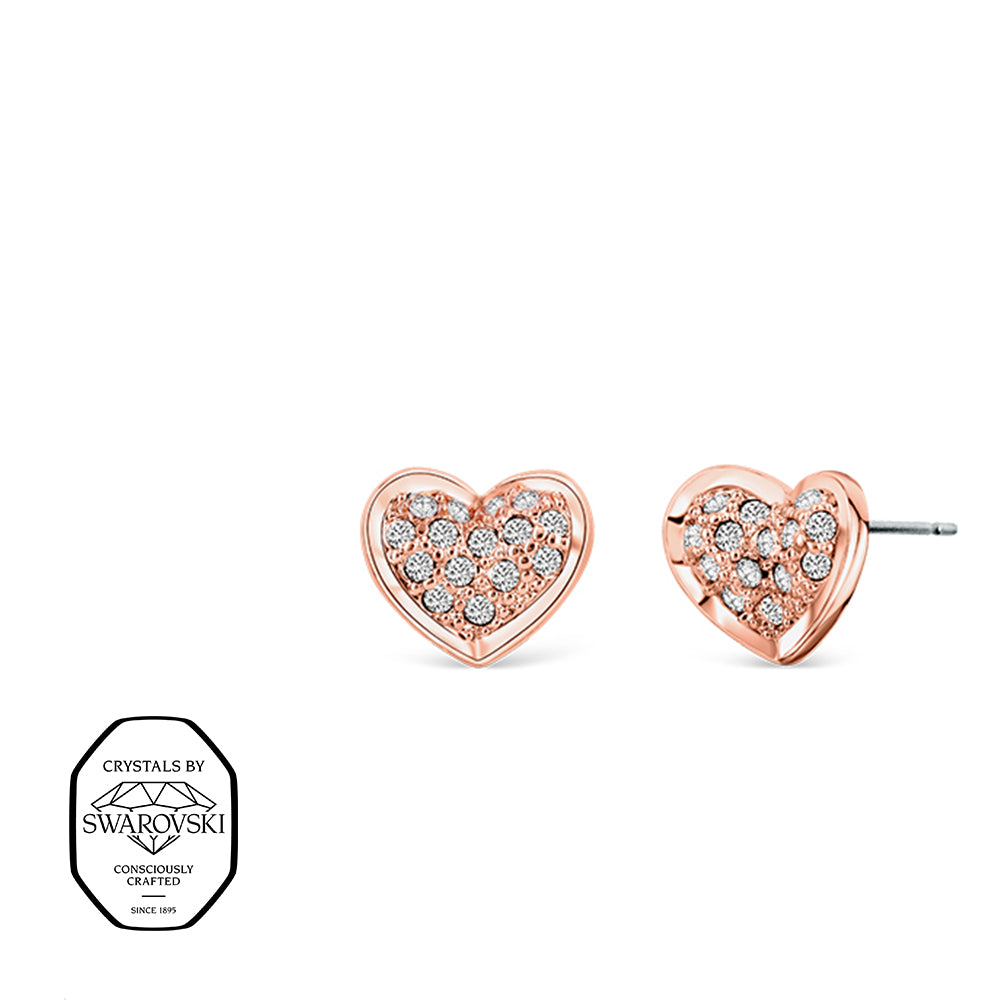 Herz Ohrstecker in Roségold mit Swarovski® Kristallen