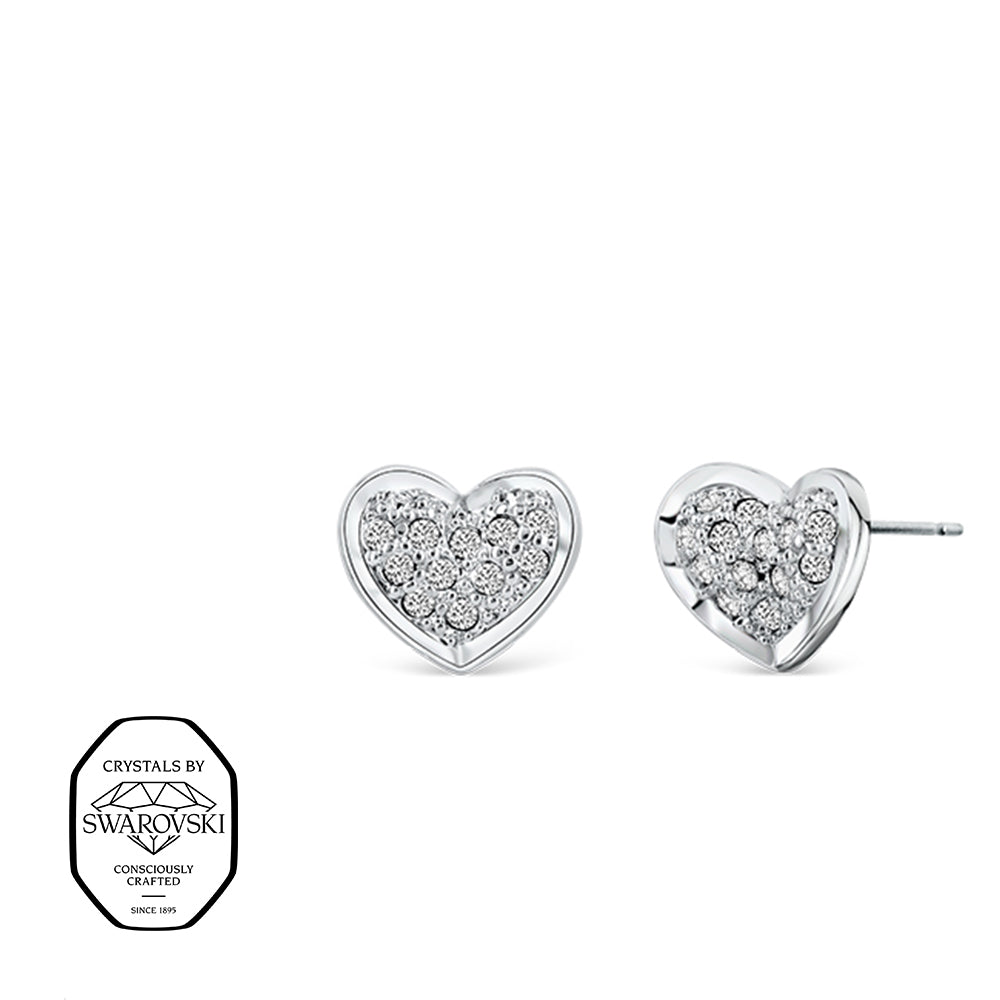 Herz Ohrstecker in Silber mit Swarovski® Kristallen