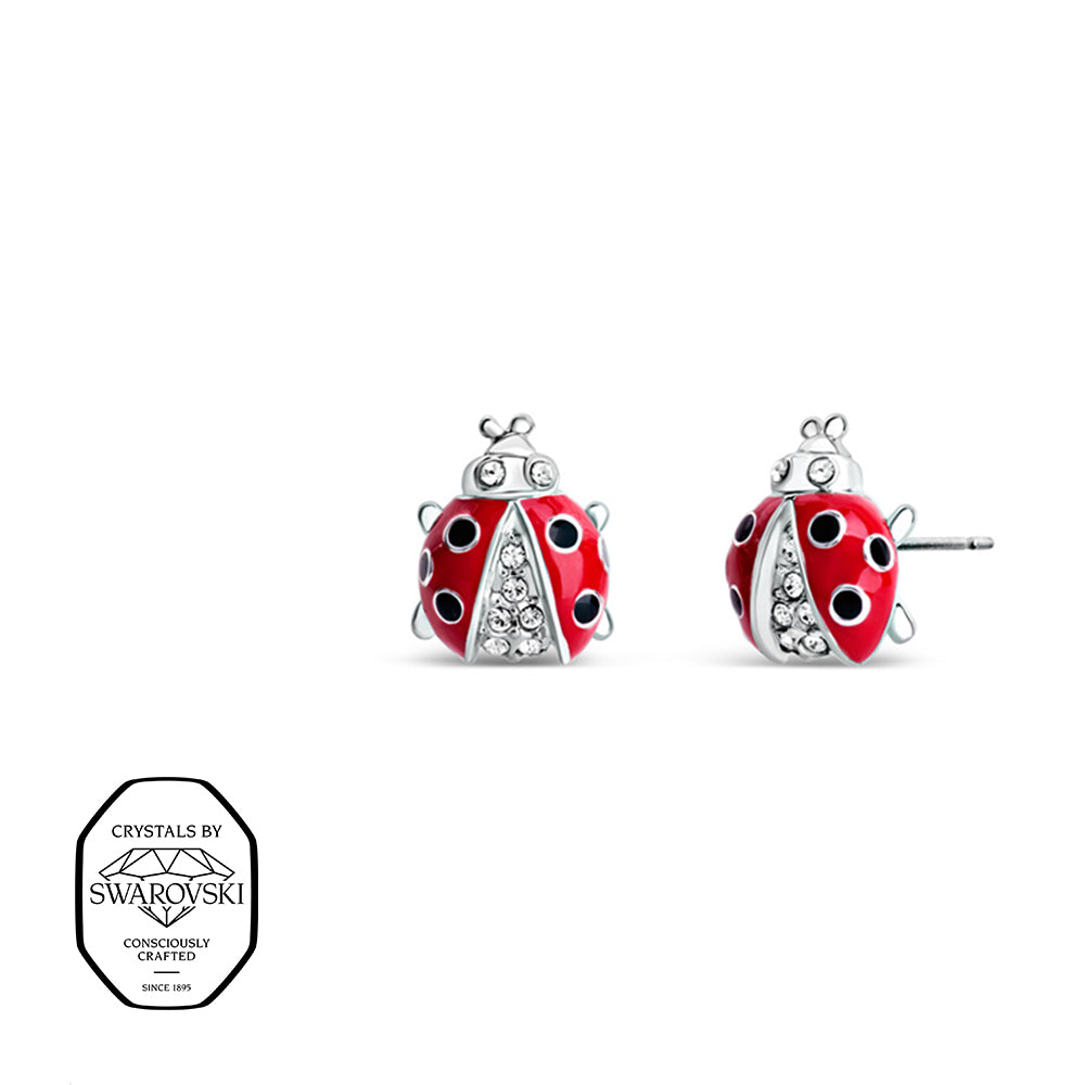 Marienkäfer Ohrstecker rot mit Swarovski® Kristallen