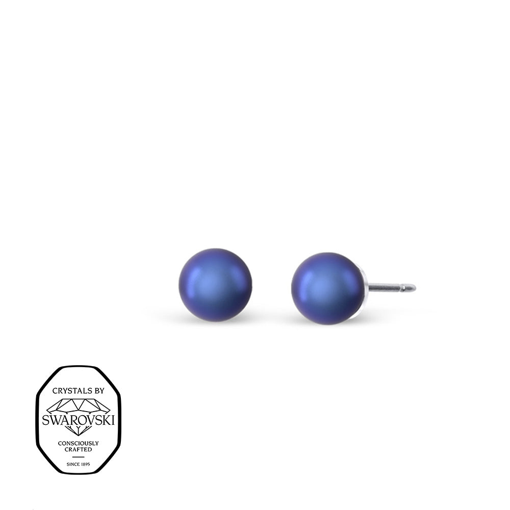 Runde Ohrstecker mit blauen Swarovski® Kristallperlen, schlichtes Design mit Edelstahl-Steckverschluss