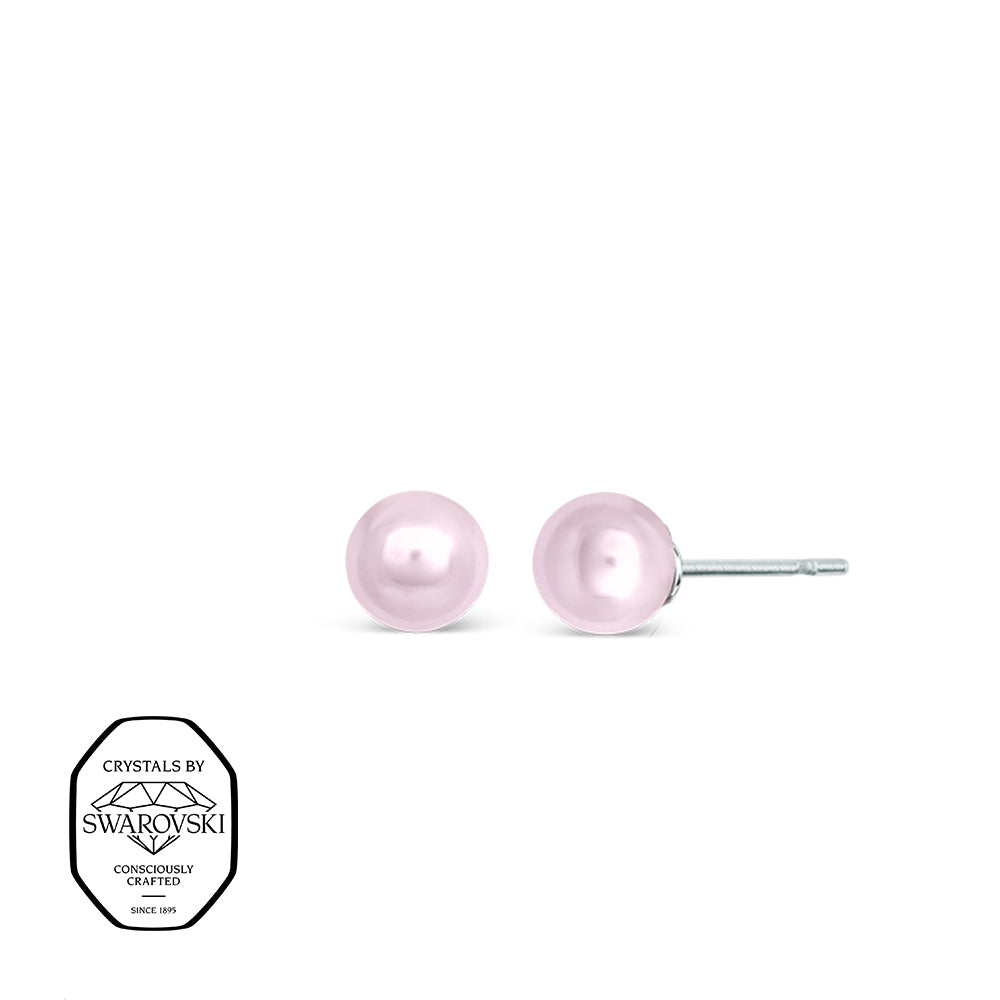 Runde Ohrstecker mit rosafarbenen Swarovski® Kristallperlen und Edelstahl-Steckverschluss