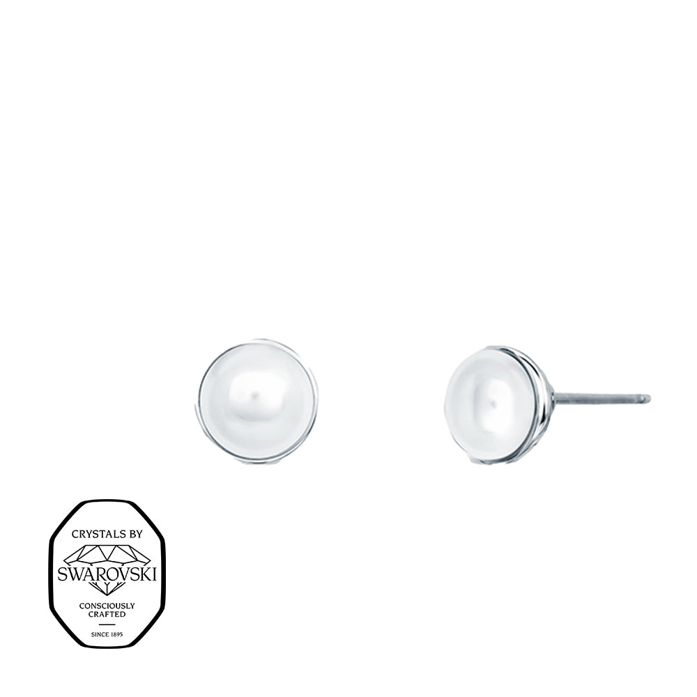 Klassische Perlen Ohrstecker mit Swarovski® Kristallen in Silberfassung, elegantes und zeitloses Design.