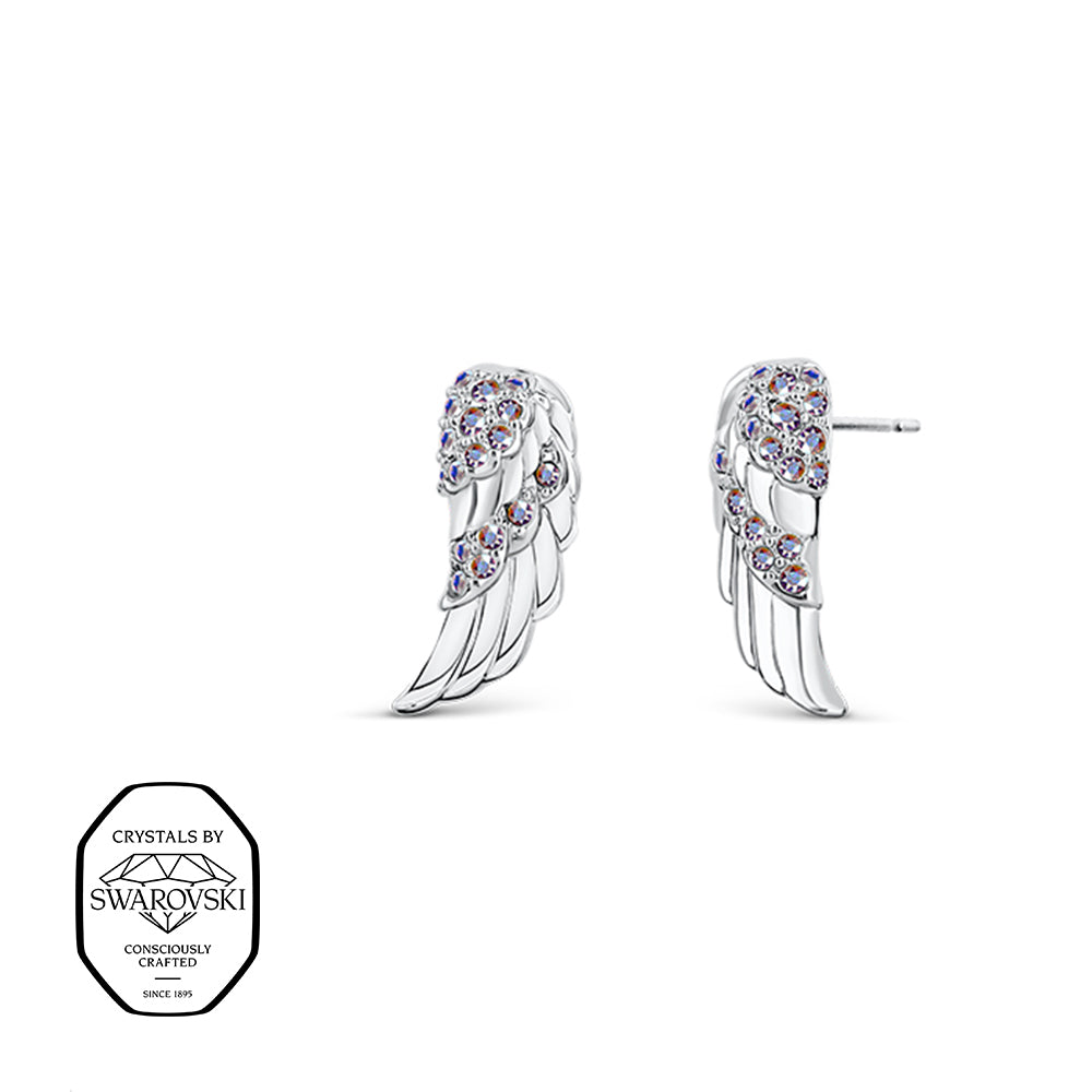 Engelsflügel Ohrstecker Silber mit Swarovski® Kristallen