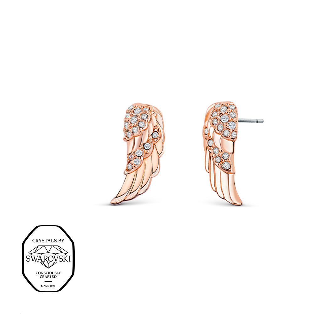 Engelsflügel Ohrstecker Roségold mit Swarovski® Kristallen