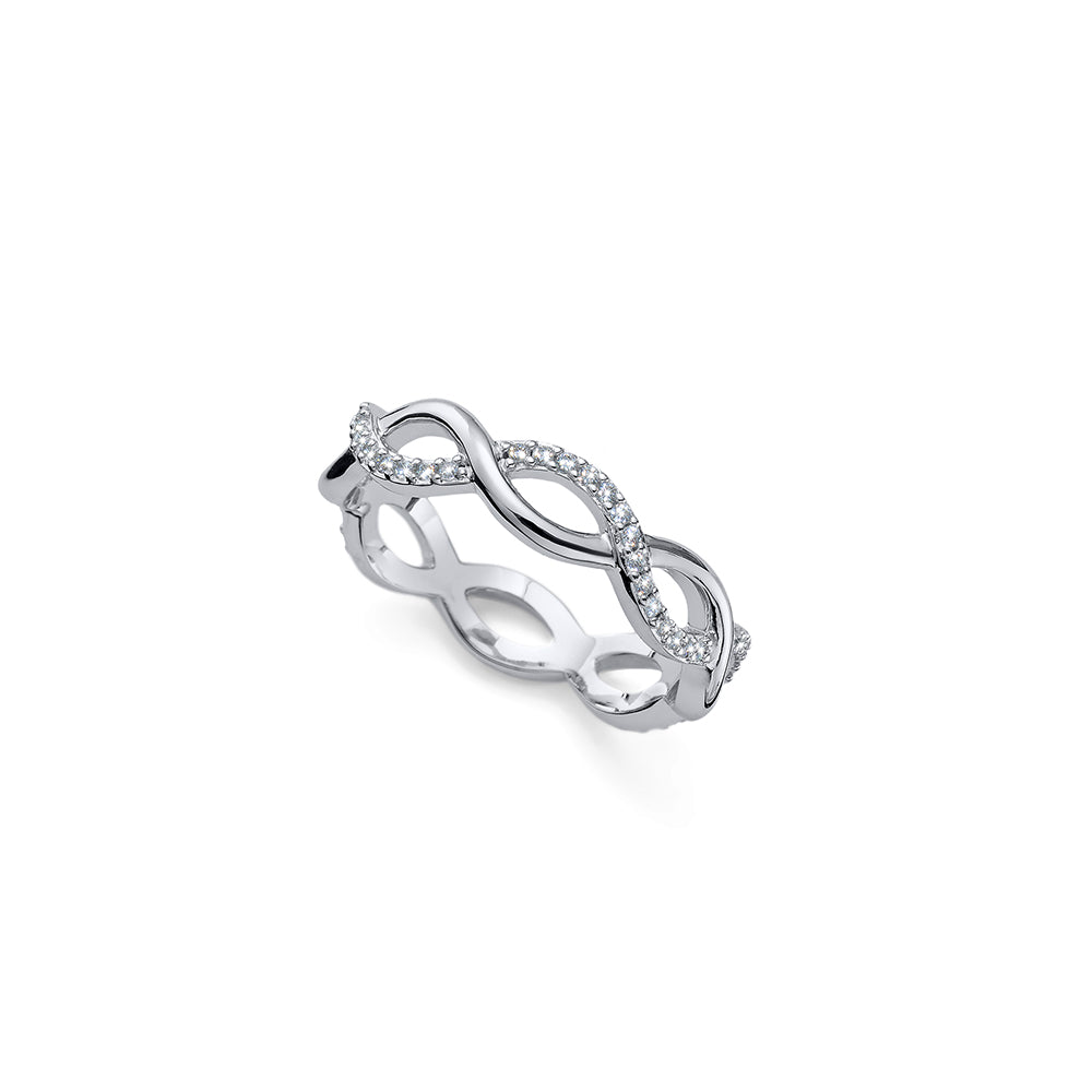 Silberring Damen mit Kristallen im Zopfdesign – eleganter Schmuck von Crystalp