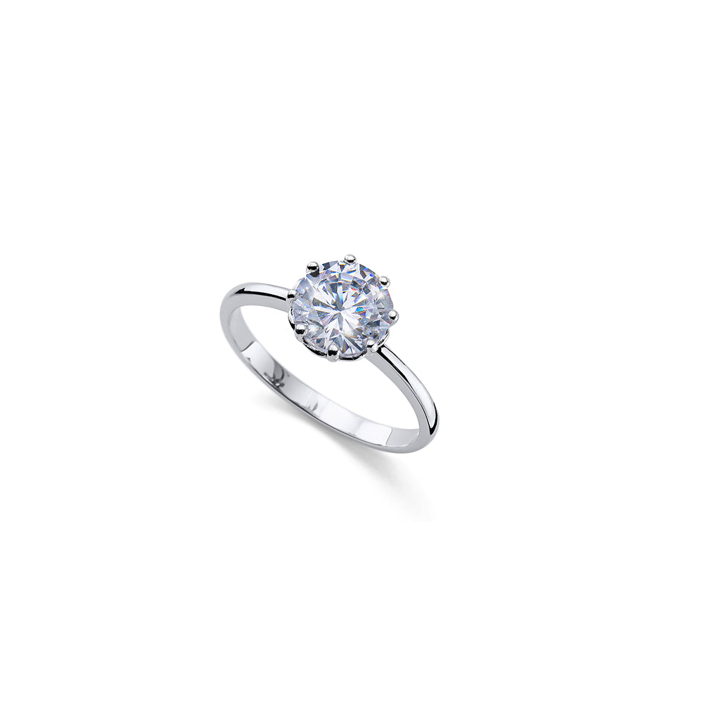 Silber Solitärring Damen mit großem Kristall – funkelnder Modeschmuck von Crystalp