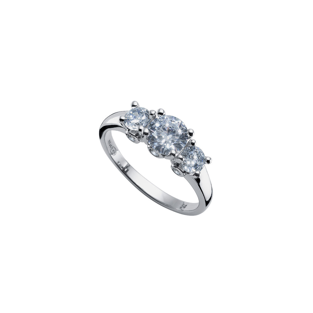 Silberring mit drei runden Kristallen von Crystalp
