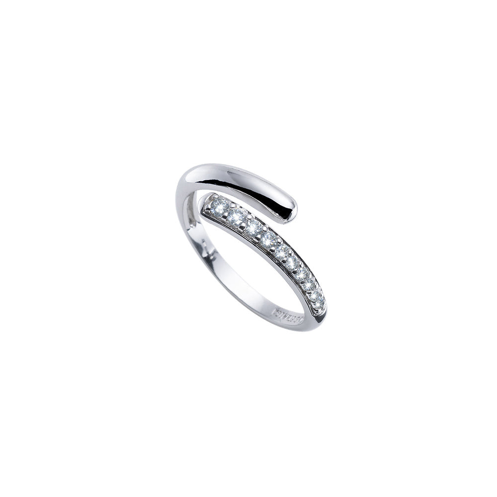 Silberring geschwungenes Design mit Kristallen von Crystalp