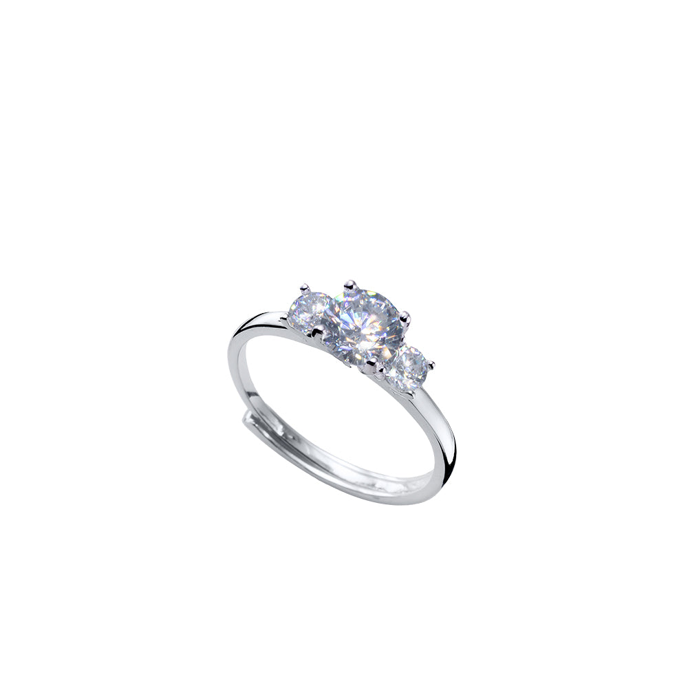 Drei-Stein-Ring Silber mit funkelnden Kristallen von Crystalp