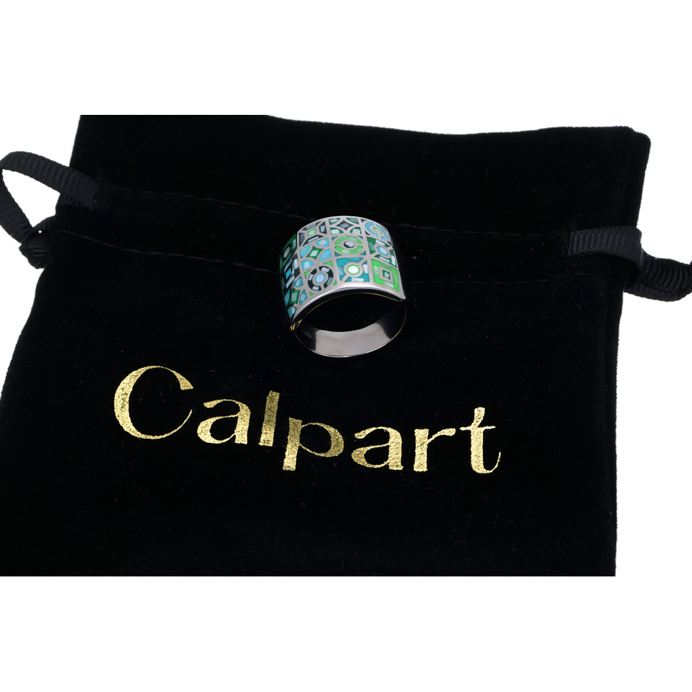 Mosaic Ring – breiter Edelstahlring mit Emaille-Muster