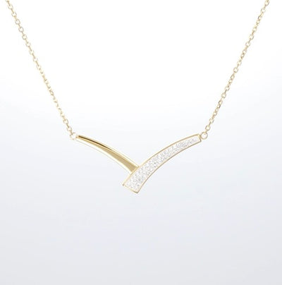 Crystalp Secret Collier aus Edelstahl in Gold, modernes V-Design mit Swarovski® Kristallen verziert