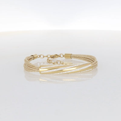 Crystalp Seine Bracelet aus Edelstahl in Gold, elegantes Armband mit Swarovski® Kristallen verziert