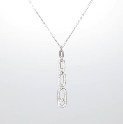 Crystalp Surprise Pendant aus Edelstahl in Silber mit modernem Kettenglieder-Design und länglichem Anhänger