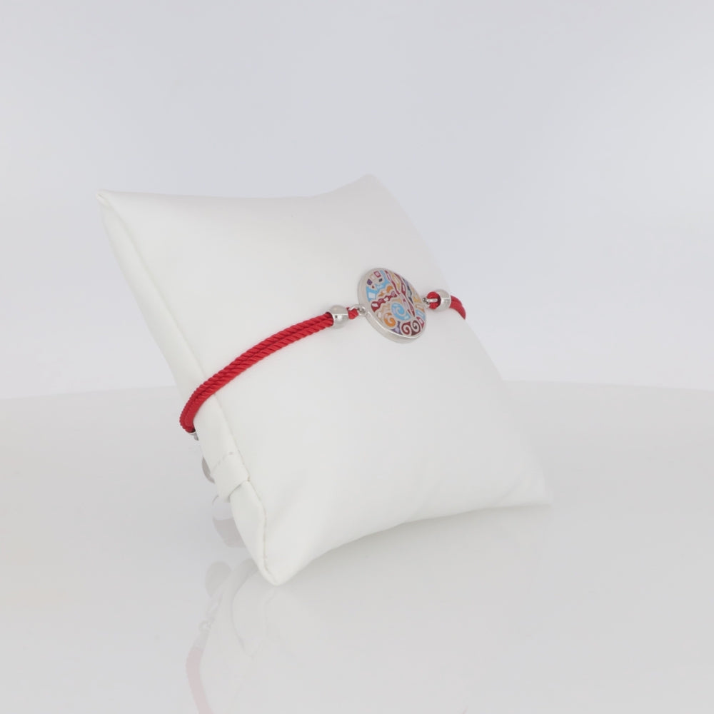 Rotes Armband mit Edelstahl-Elementen und modernem Kunst-Design – hochwertiger Modeschmuck von Crystalp