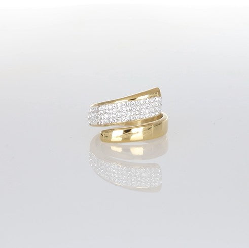 Edelstahlring in Goldoptik mit Swarovski® Kristallen. Klare Linien, moderner Look und funkelnde Eleganz in zeitlosem Design.