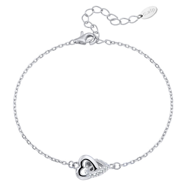 Bracciale in argento a cuore unito