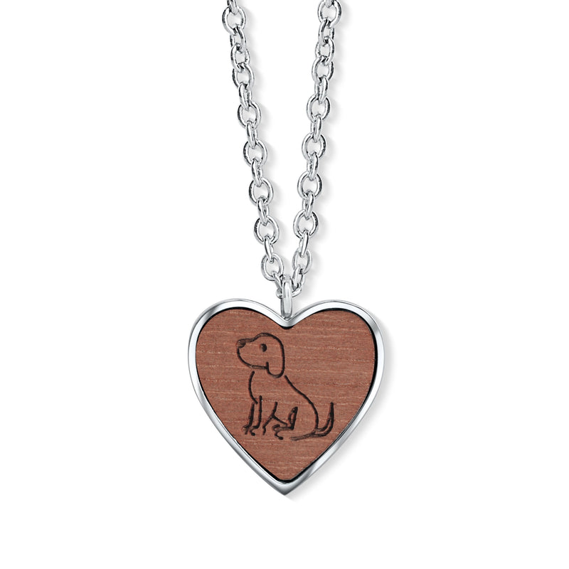Wooden Dog Heart Pendant