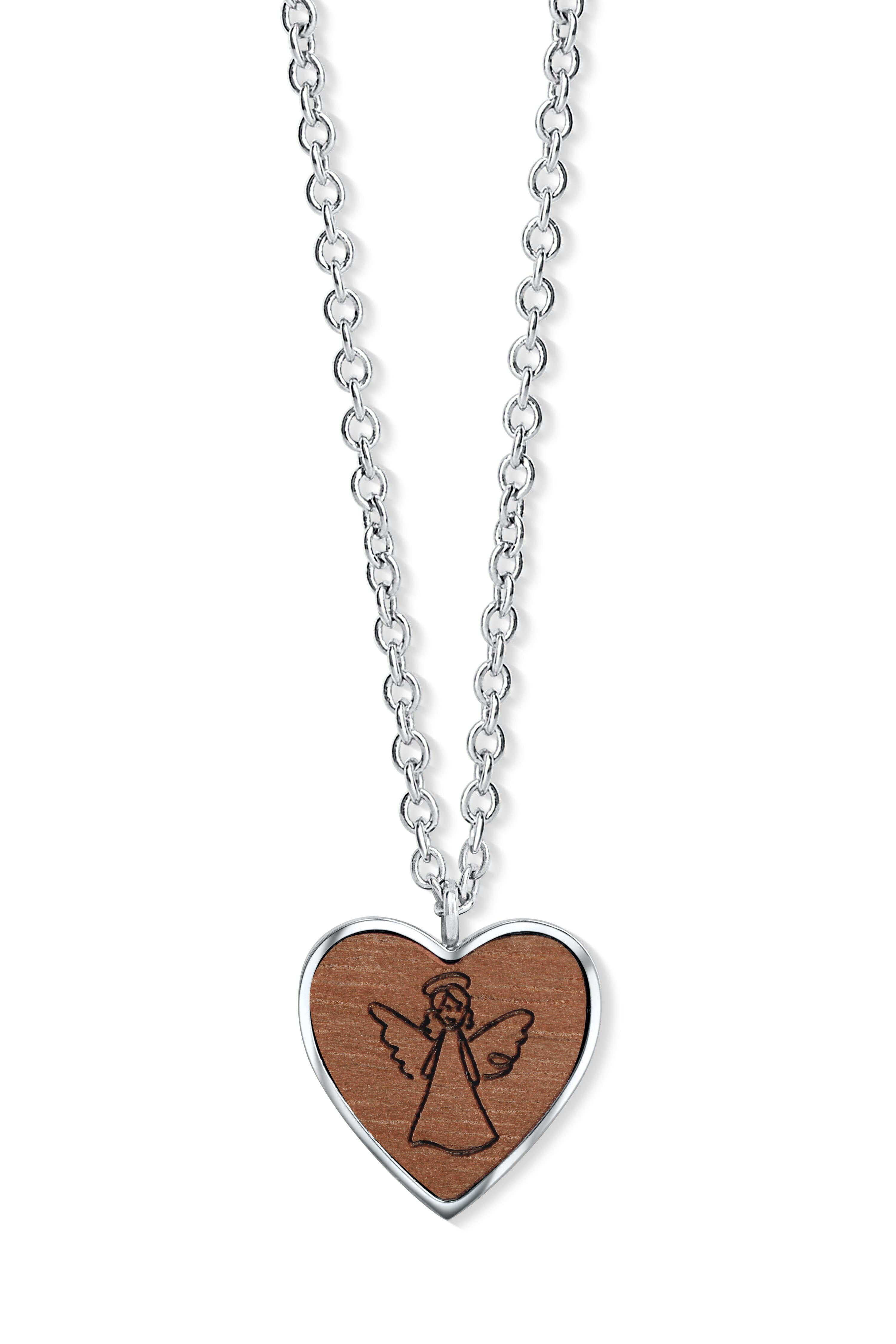 Wooden angel heart pendant - crystalpjewelry