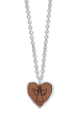 Wooden Angel Heart Pendant