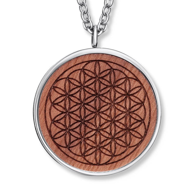 Wooden Flower Of Life Anhänger mit Kette Produktfoto