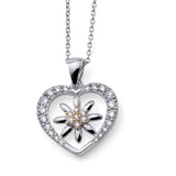 Ciondolo cuore stella alpina in argento con catena