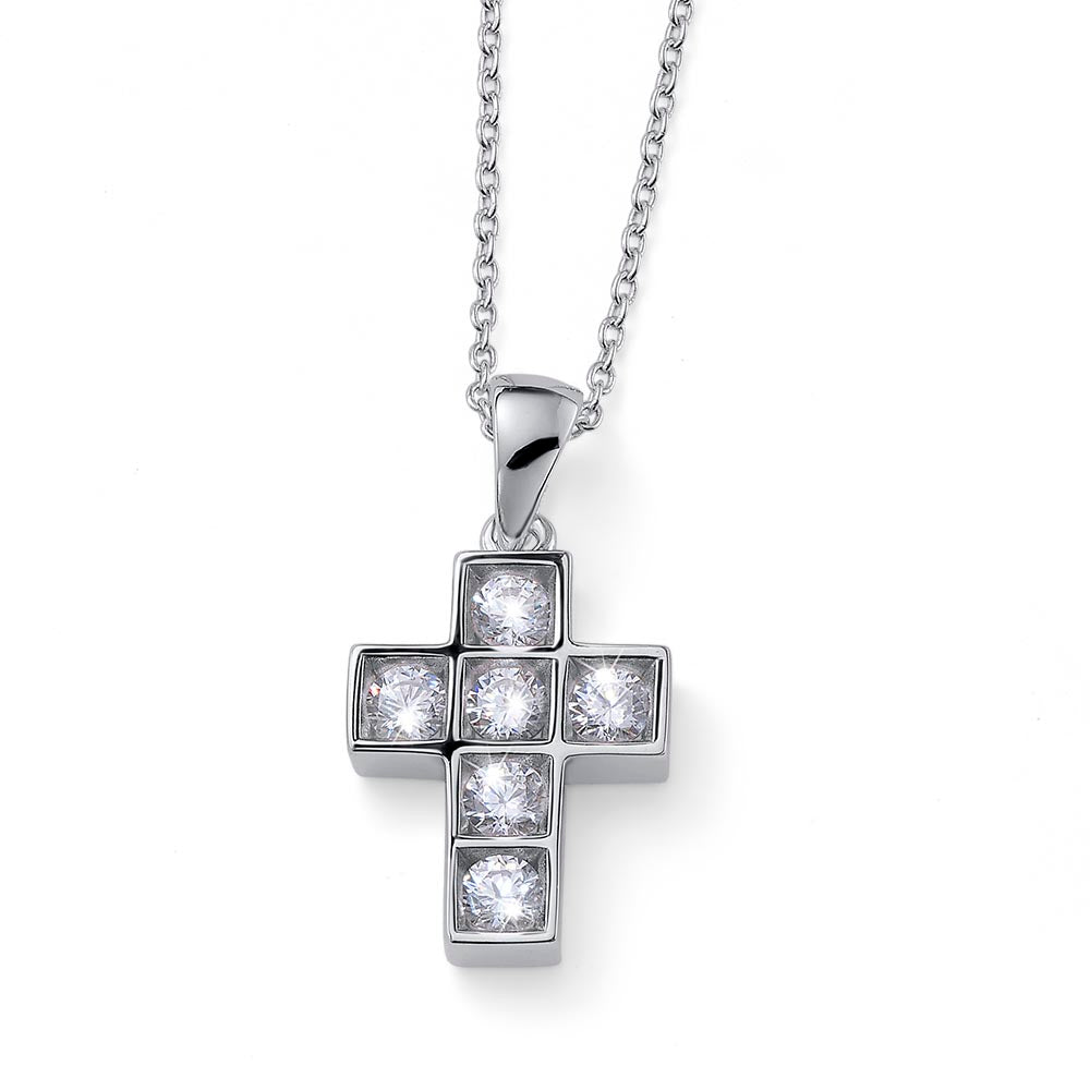 Square Cross Silver Pendant - crystalpjewelry
