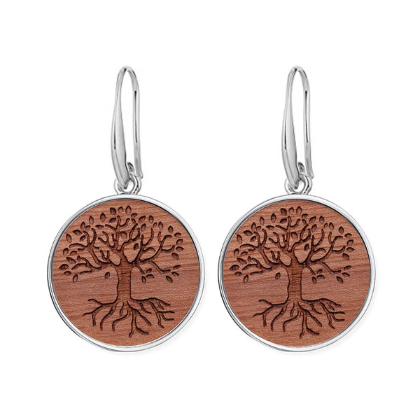 wood tree of life earrings