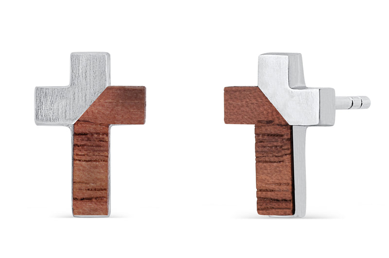 Wooden sales cross earrings