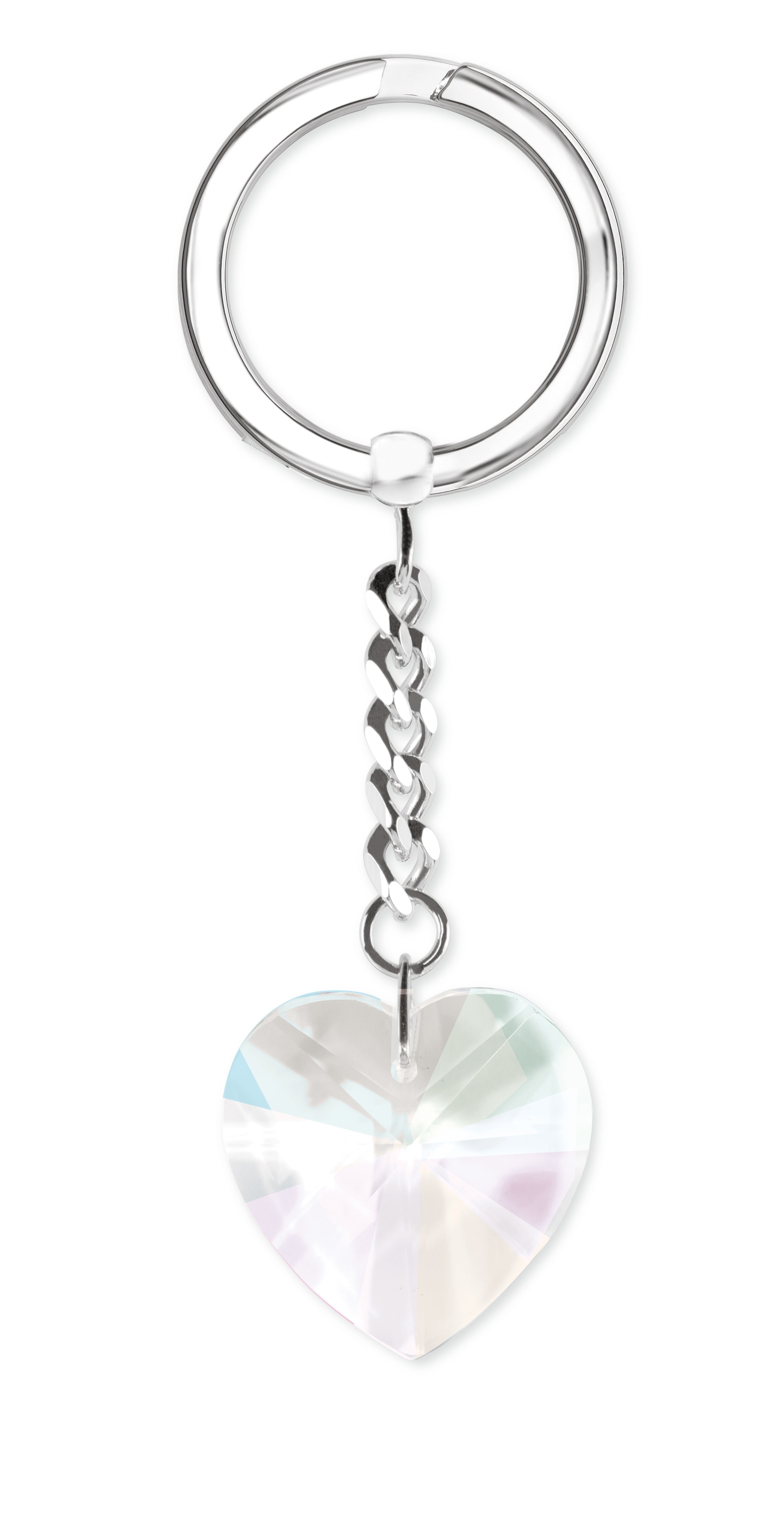 Metal Photo Crystal Heart Keyring Blue Turquoise Heart Crystal