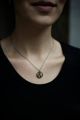 Wooden Earth pendant with chain