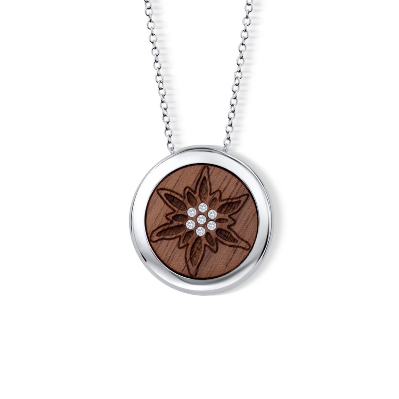 Simone Wood Edelweiss pendant with chain